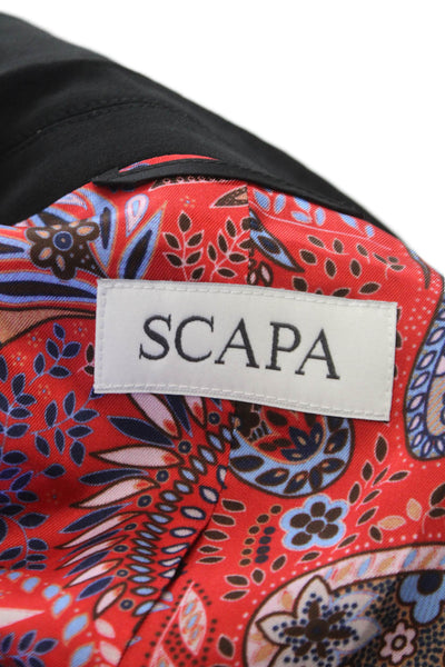 Scapa Women Overcoat Blazer Black 96% Virgin Wool Button Size 44