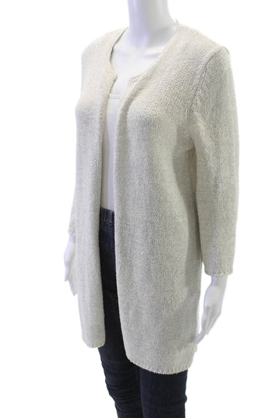 Sharis Womens Cardigan Ivory Long Sleeve Round Neck 55% Organic Cotton Size 46