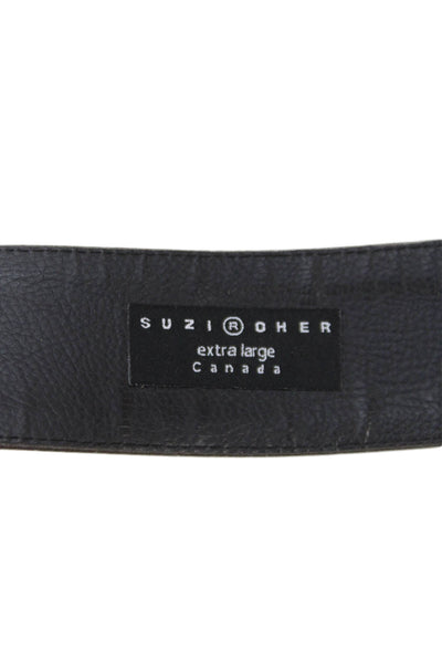 Suzi Roher Womens Wide Width Metal Bar Trim Buckle Belt Brown Size Extra Large