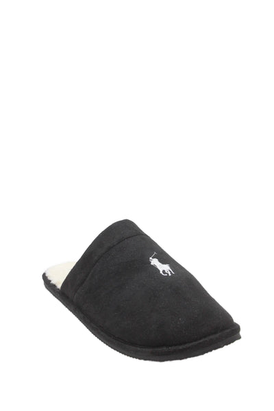 Polo Ralph Lauren Mens Monogram Mule Slippers Black Size 13