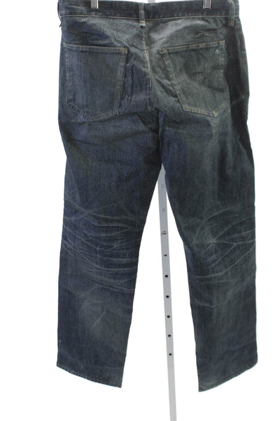 Rag & Bone Men Straight Jeans Blue Cotton Blend Button Fly Size 33