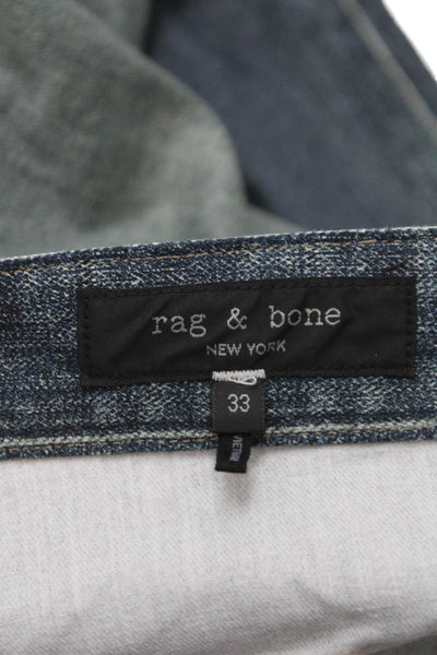 Rag & Bone Men Straight Jeans Blue Cotton Blend Button Fly Size 33