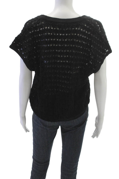 LNA Women Basic V Neck Sleeveless Black Viscose Blouse Size M