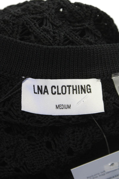 LNA Women Basic V Neck Sleeveless Black Viscose Blouse Size M