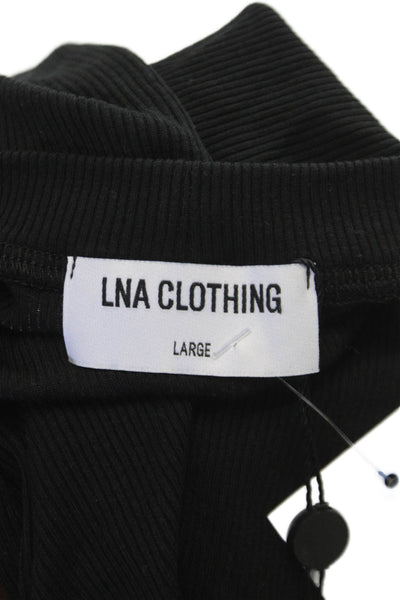 LNA Womens Cropped T-Shirt Black Long Sleeve Round Neck Size L
