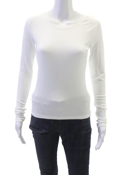 The Upside Women Basic Modal Crew Neck Long Sleeve T-Shirt White Size S