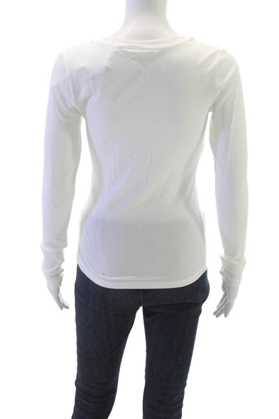 The Upside Women Basic Modal Crew Neck Long Sleeve T-Shirt White Size S