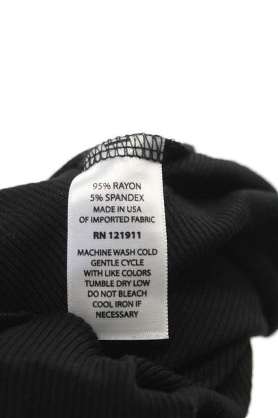 LNA Womens Cropped T Shirt Black Long Sleeve Crew Neck Rayon Size S