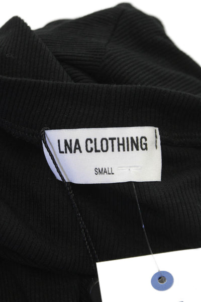 LNA Womens Cropped T Shirt Black Long Sleeve Crew Neck Rayon Size S