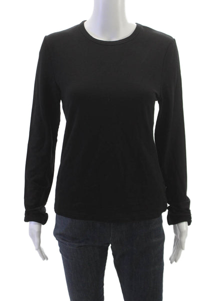 Allfenix Womens Basic Bamboo Long Sleeve Crew Neck Black T-Shirt Size L