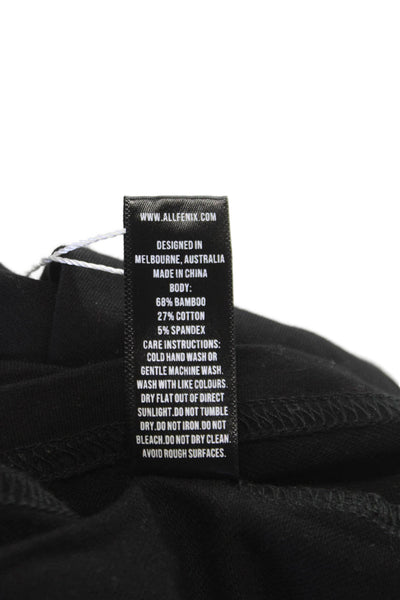 Allfenix Womens Basic Bamboo Long Sleeve Crew Neck Black T-Shirt Size L