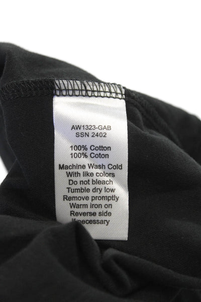 ATM Womens Basic Black Crew Neck Long Sleeve T-Shirt 100% Cotton Size XS