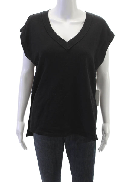 Z Supply Womens Basic V-Neck T-Shirt Sleeveless Black 80% Cotton Size XS