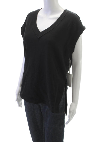 Z Supply Womens Basic V-Neck T-Shirt Sleeveless Black 80% Cotton Size XS