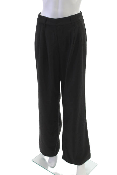 NIA Womens Dress Pants Black Polyester Button Size S