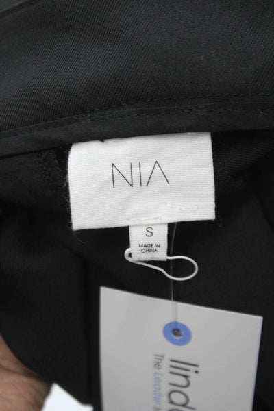 NIA Womens Dress Pants Black Polyester Button Size S