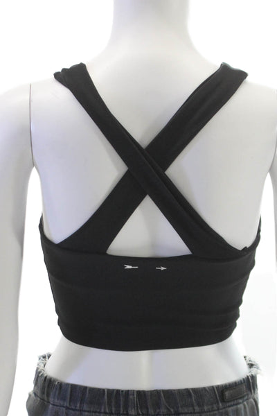 The Upside Womens Ribbed Crisscross Lines Crop Tank Top Black Size 4
