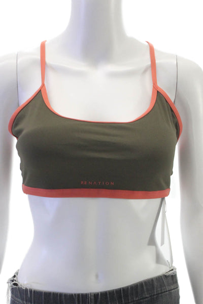PE Nation Womens Color Block Fundamental Sports Bra Brown Red Size M