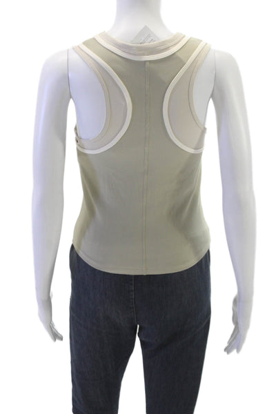 PE Nation Womens Ribbed Layered Westwood Tank Top Beige Size M