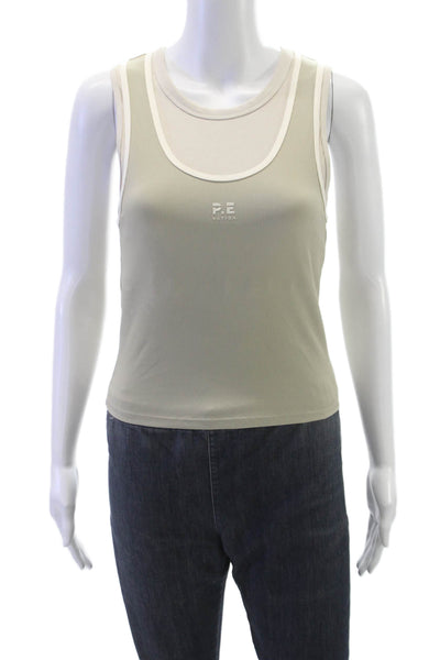 PE Nation Womens Ribbed Layered Westwood Sleeveless Tank Top Beige Size M