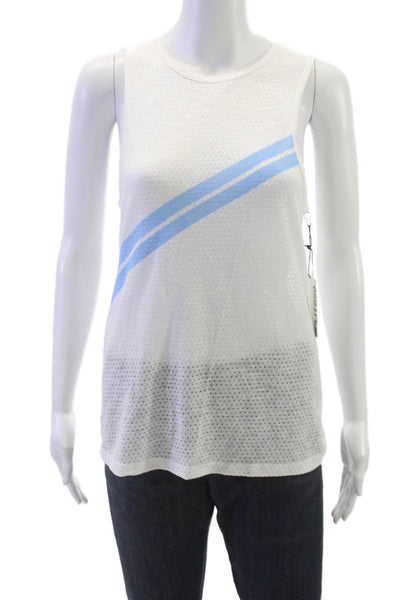 Splits59 Womens Bandit Mesh Sleeveless Tank Top White Blue Size XS