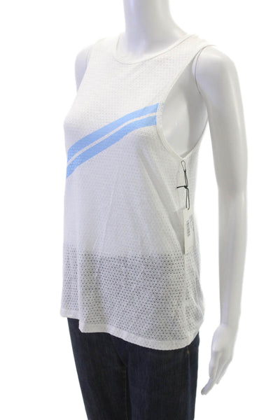 Splits59 Womens Bandit Mesh Sleeveless Tank Top White Blue Size XS