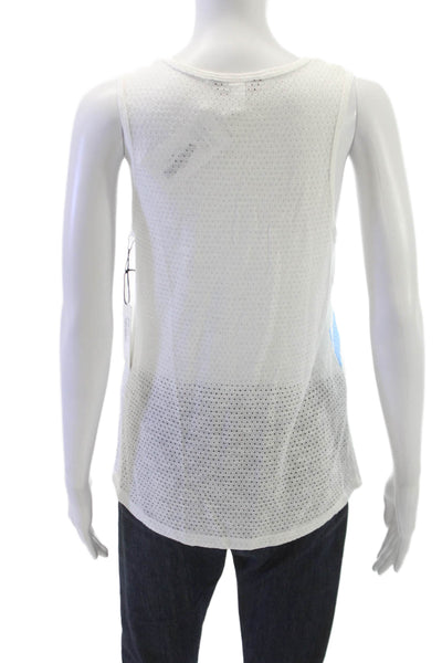 Splits59 Womens Bandit Mesh Sleeveless Tank Top White Blue Size XS