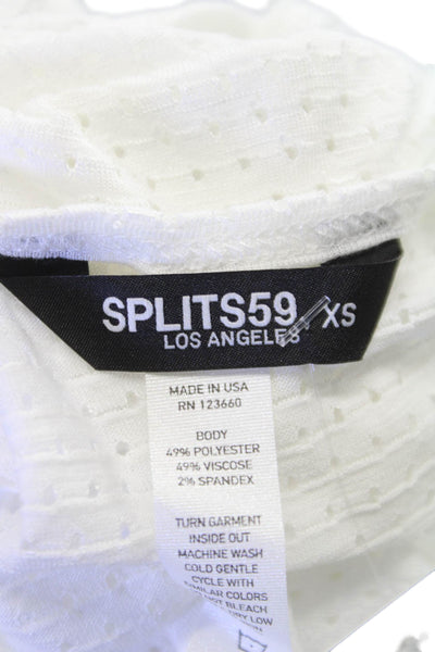 Splits59 Womens Bandit Mesh Sleeveless Tank Top White Blue Size XS
