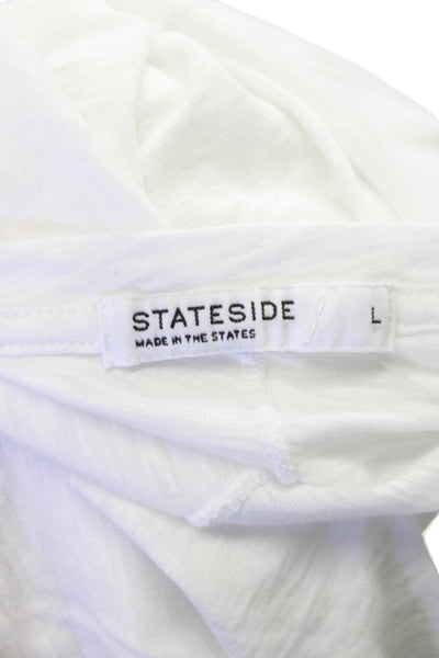 Stateside Womens Basic V-Neck Supima Cotton Short Sleeve T-Shirt Size L