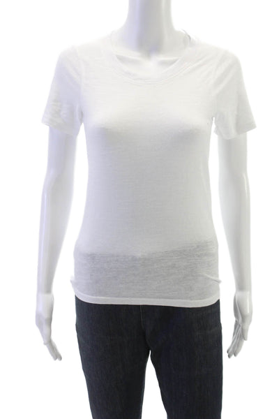 Monrow Women Basic White Crew Neck Short Sleeve T-Shirt Size XS