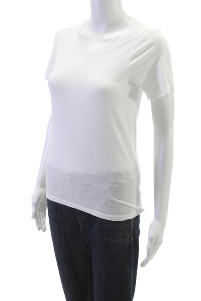 Monrow Women Basic White Crew Neck Short Sleeve T-Shirt Size XS