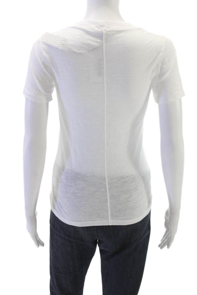 Monrow Women Basic White Crew Neck Short Sleeve T-Shirt Size XS
