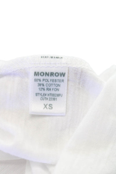 Monrow Women Basic White Crew Neck Short Sleeve T-Shirt Size XS