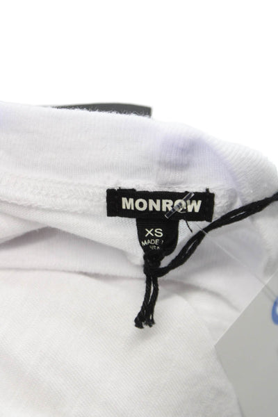 Monrow Women Basic White Crew Neck Short Sleeve T-Shirt Size XS