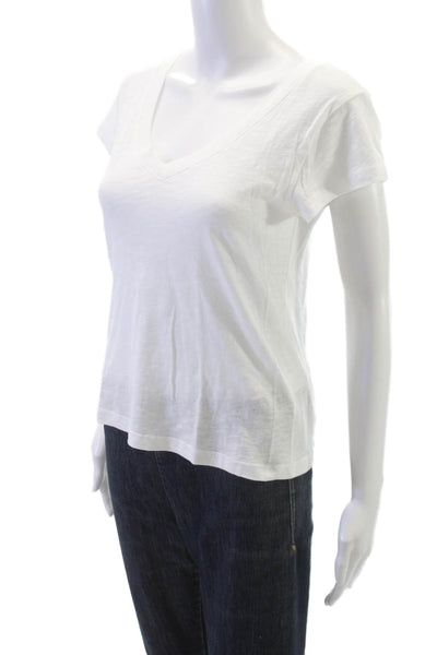 LNA Womens White V-Neck Short Sleeve Basic T-Shirt Size XS