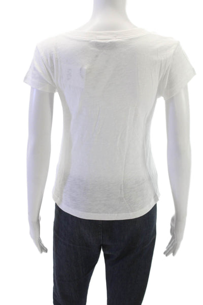 LNA Womens White V-Neck Short Sleeve Basic T-Shirt Size XS
