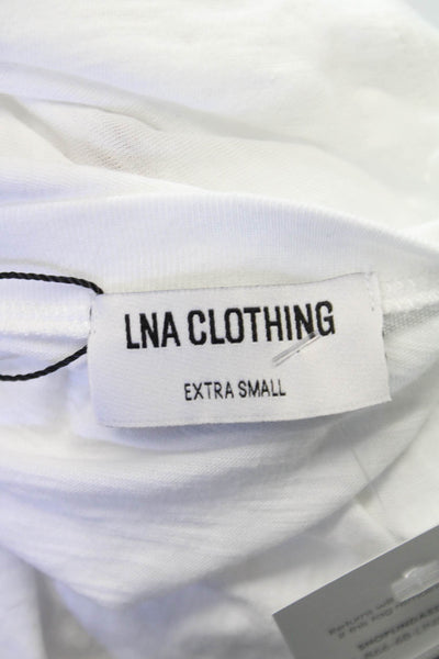 LNA Womens White V-Neck Short Sleeve Basic T-Shirt Size XS