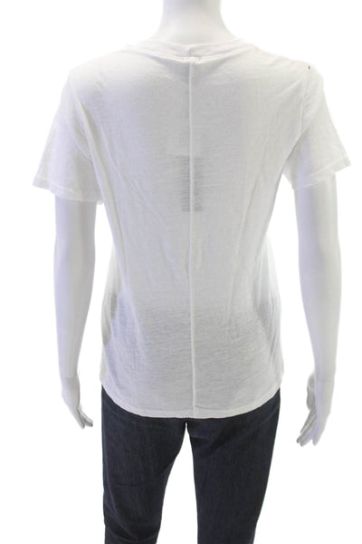 Monrow Womens Basic T-Shirt White Crew Neck Short Sleeve Size L