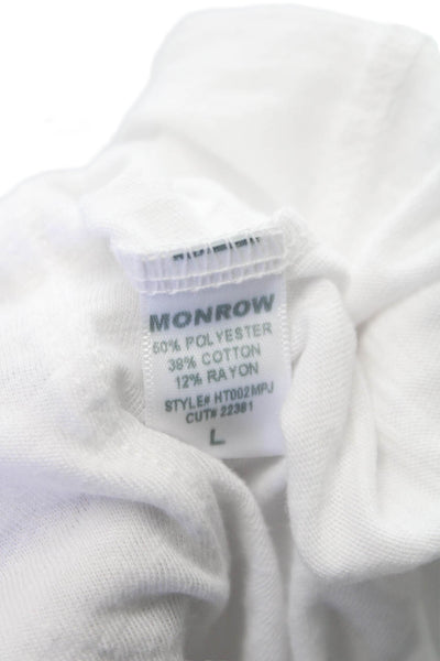 Monrow Womens Basic T-Shirt White Crew Neck Short Sleeve Size L