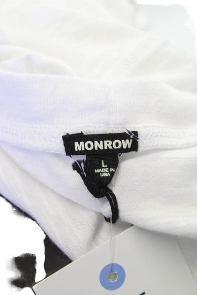 Monrow Womens Basic T-Shirt White Crew Neck Short Sleeve Size L