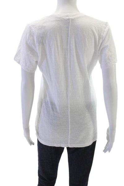 Monrow Womens Basic V Neck Short Sleeve White T Shirt Size L