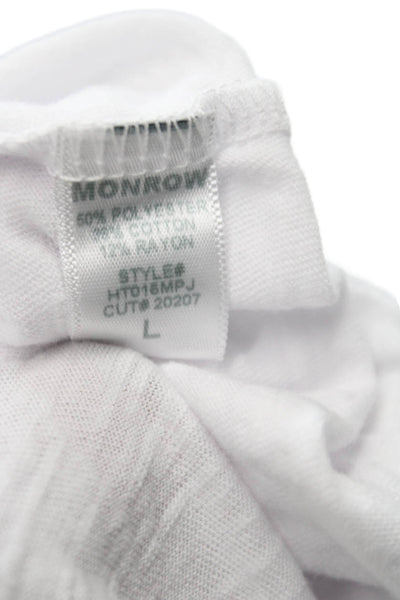 Monrow Womens Basic V Neck Short Sleeve White T Shirt Size L