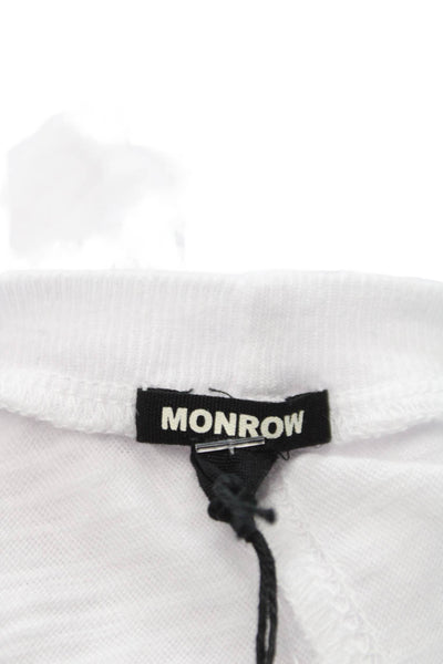 Monrow Womens Basic V Neck Short Sleeve White T Shirt Size L