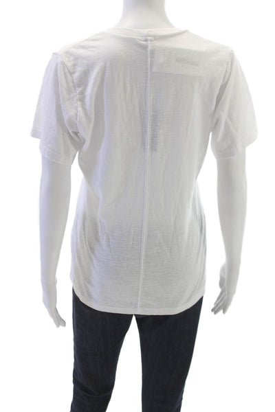Monrow Womens Basic V-Neck Short Sleeve T-Shirt White Size M