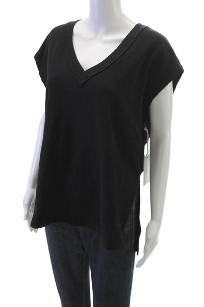 Z Supply Womens Basic V-Neck Black T-Shirt Sleeveless Cotton Size M