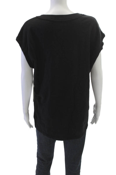 Z Supply Womens Basic V-Neck Black T-Shirt Sleeveless Cotton Size M