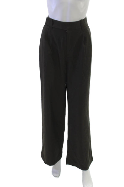 NIA Womens Dress Pants Green Polyester Button Closure Size M