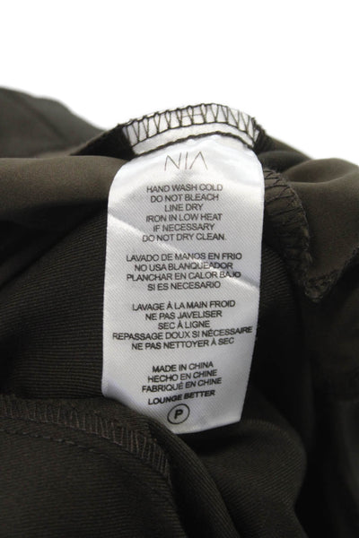 NIA Womens Dress Pants Green Polyester Button Closure Size M