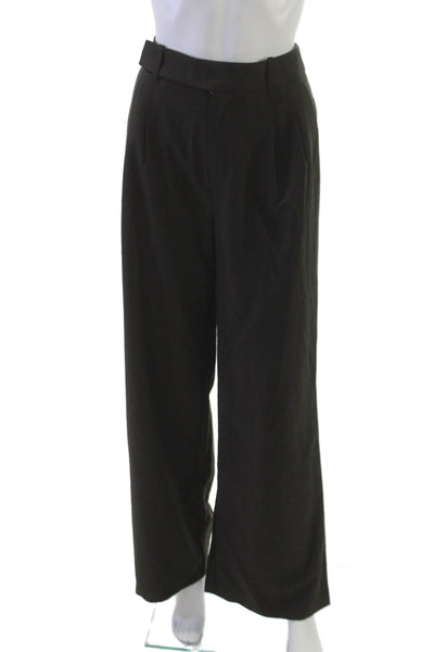 NIA Womens Dress Pants Brown Polyester Button Solid Size M