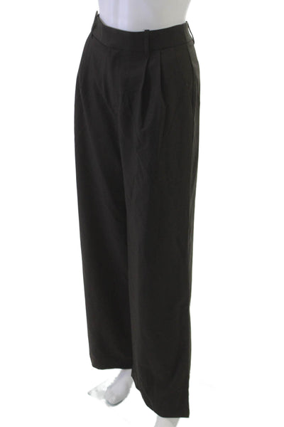 NIA Womens Dress Pants Brown Polyester Button Solid Size M
